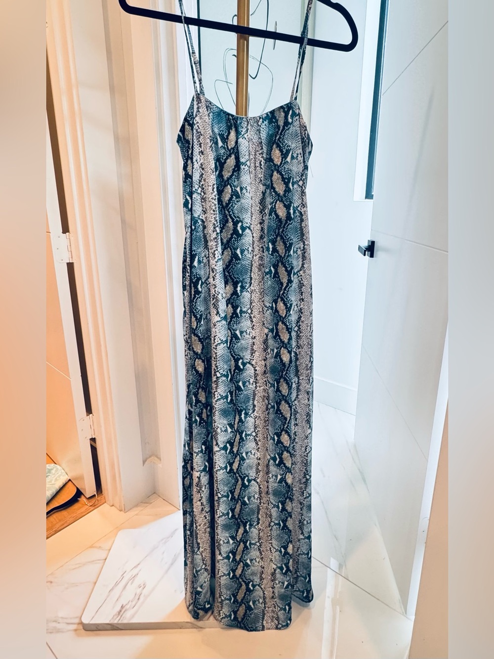 Buddy Love Teal & Gray Snakeskin Maxi Dress, XS